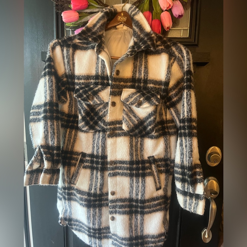 Steve Madden Plaid Button-Up shacket